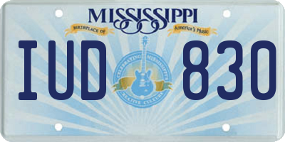 MS license plate IUD830