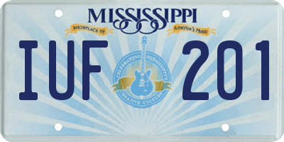 MS license plate IUF201