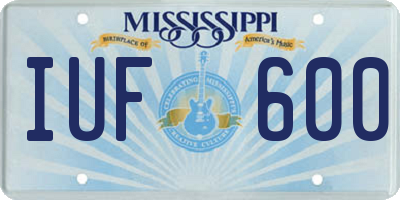 MS license plate IUF600