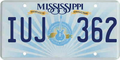 MS license plate IUJ362