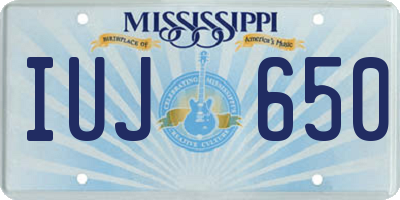 MS license plate IUJ650