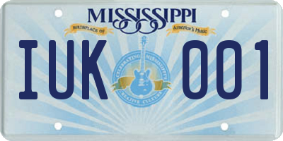MS license plate IUK001