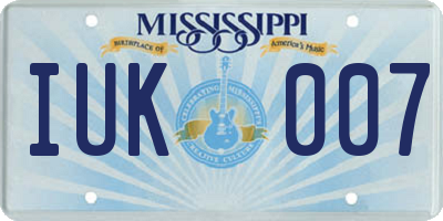 MS license plate IUK007