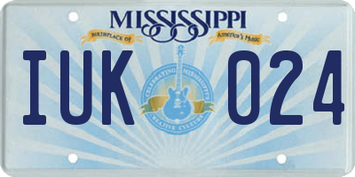 MS license plate IUK024