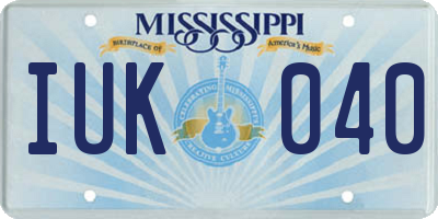 MS license plate IUK040