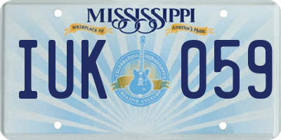 MS license plate IUK059