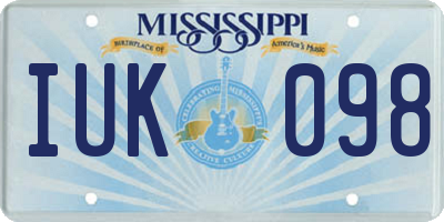 MS license plate IUK098