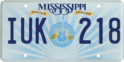 MS license plate IUK218
