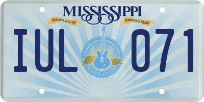 MS license plate IUL071