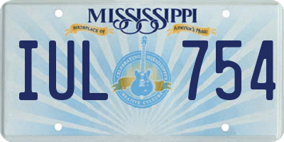 MS license plate IUL754
