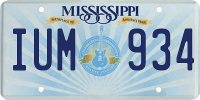 MS license plate IUM934