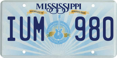 MS license plate IUM980