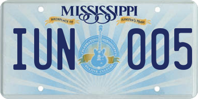 MS license plate IUN005