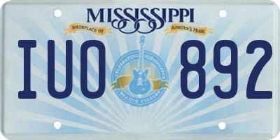 MS license plate IUO892