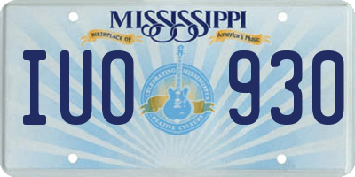 MS license plate IUO930