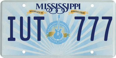 MS license plate IUT777