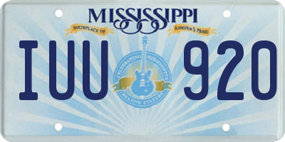 MS license plate IUU920