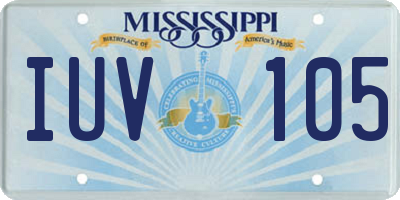 MS license plate IUV105