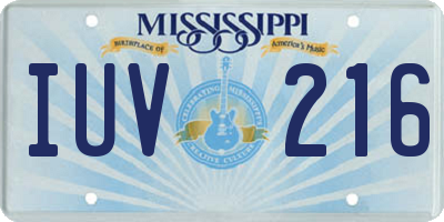 MS license plate IUV216