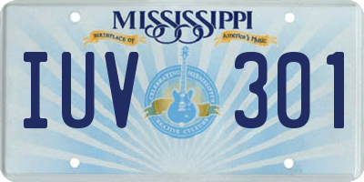 MS license plate IUV301