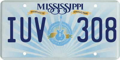 MS license plate IUV308