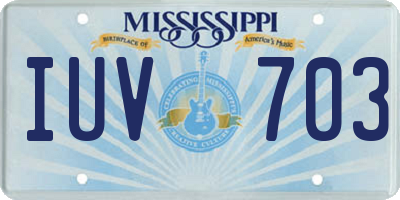 MS license plate IUV703