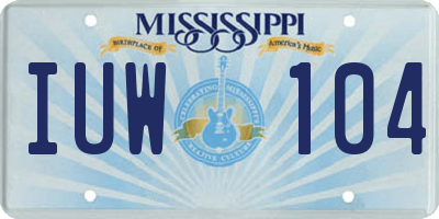 MS license plate IUW104