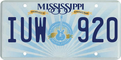MS license plate IUW920