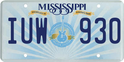 MS license plate IUW930