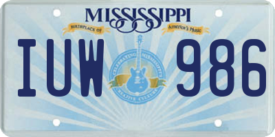 MS license plate IUW986