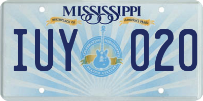 MS license plate IUY020
