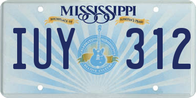 MS license plate IUY312