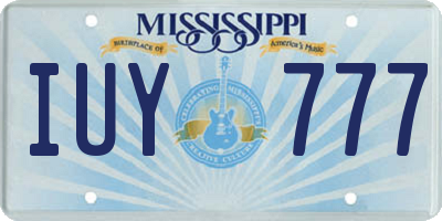 MS license plate IUY777