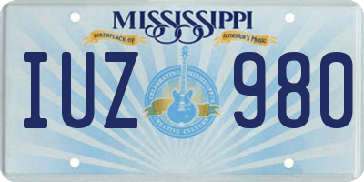 MS license plate IUZ980