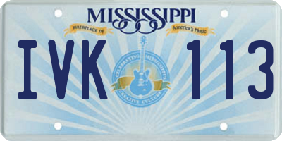 MS license plate IVK113