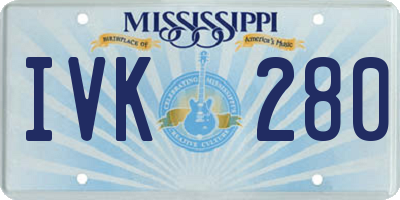 MS license plate IVK280