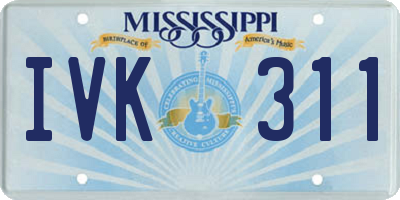 MS license plate IVK311