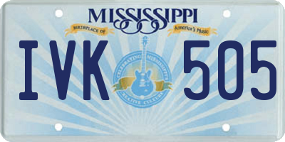MS license plate IVK505