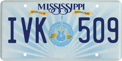 MS license plate IVK509