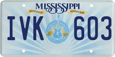 MS license plate IVK603