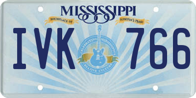 MS license plate IVK766