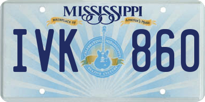 MS license plate IVK860