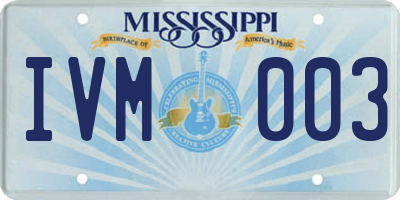 MS license plate IVM003