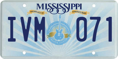 MS license plate IVM071