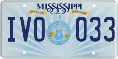 MS license plate IVO033