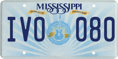 MS license plate IVO080