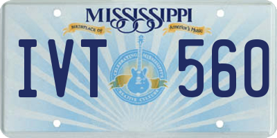 MS license plate IVT560