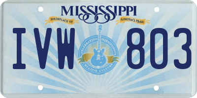 MS license plate IVW803