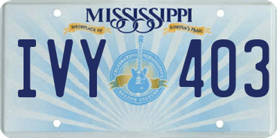 MS license plate IVY403