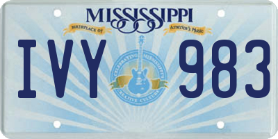 MS license plate IVY983